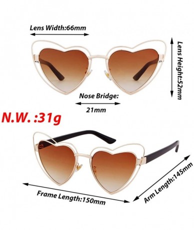 Oversized Heart Sunglasses Clout Goggles Vintage Women Cat Eye Retro Mod Style Oversized Sun Glasses - Gold/Brown - CJ192EG62...