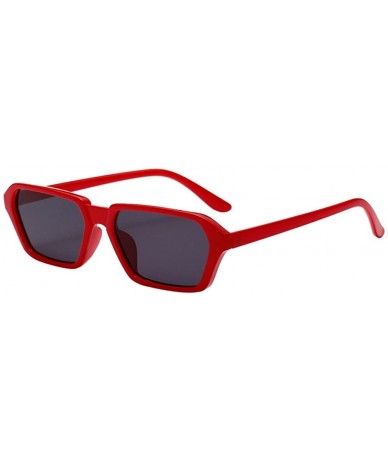 Square Women Men UV Protection Sunglasses - Vintage Square Frame UV Glasses Ladies Unisex Summer Shades Eyeglasses Red - C418...