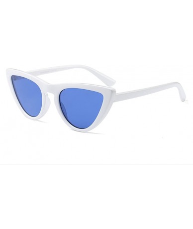 Oversized Cat Fashion Women Sunglasses Super Star Brand Designer Triangle Retro Vintage - White Blue - C5188H7ESXL $21.82