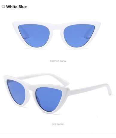 Oversized Cat Fashion Women Sunglasses Super Star Brand Designer Triangle Retro Vintage - White Blue - C5188H7ESXL $21.82