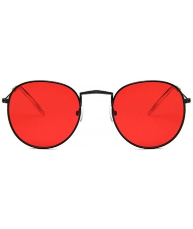 Round Women Men Retro Round Sunglasses Red Yellow Sun Glasses Alloy Frame Mirror Sunglass Shades - Red - CY197Y7UC00 $49.81