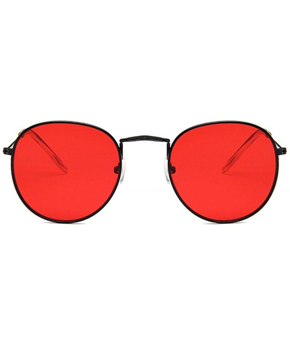 Round Women Men Retro Round Sunglasses Red Yellow Sun Glasses Alloy Frame Mirror Sunglass Shades - Red - CY197Y7UC00 $49.81