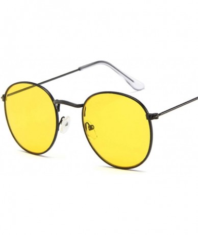 Round Women Men Retro Round Sunglasses Red Yellow Sun Glasses Alloy Frame Mirror Sunglass Shades - Red - CY197Y7UC00 $49.81