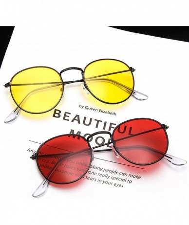 Round Women Men Retro Round Sunglasses Red Yellow Sun Glasses Alloy Frame Mirror Sunglass Shades - Red - CY197Y7UC00 $49.81