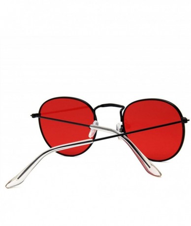 Round Women Men Retro Round Sunglasses Red Yellow Sun Glasses Alloy Frame Mirror Sunglass Shades - Red - CY197Y7UC00 $49.81