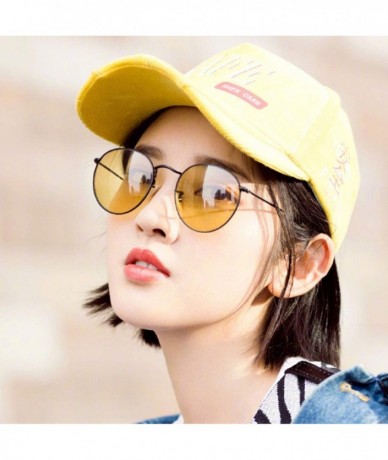 Round Women Men Retro Round Sunglasses Red Yellow Sun Glasses Alloy Frame Mirror Sunglass Shades - Red - CY197Y7UC00 $49.81