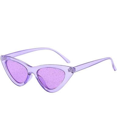 Wrap Women Vintage Cat Eye Sequins Transparent Sunglasses Retro Eyewear Fashion - G - C818SMGHY3I $17.02