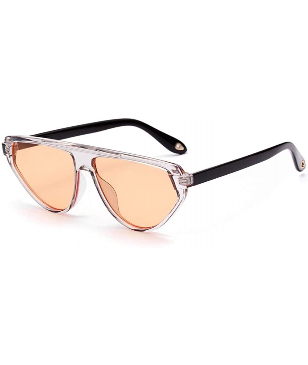 Cat Eye Triangle Cat Eye Sunglasses Women Vintage Retro Sun Glasses Ladies Summer Beach - Clear With Orange - CL18O9R6DIC $20.97