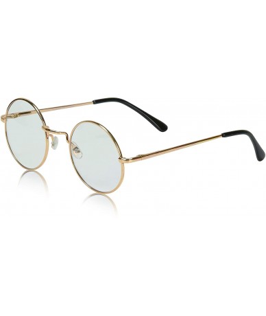 Round Retro Round Sunglasses Small Colored Lens Hippie John Lennon Glasses - Clear Lens Glasses - CL196QU7RW3 $19.55