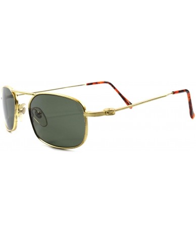 Rectangular Vintage 80s Old Stock Hip Unique Green Lens Gold Rectangle Sunglasses - C018023S3RD $24.73