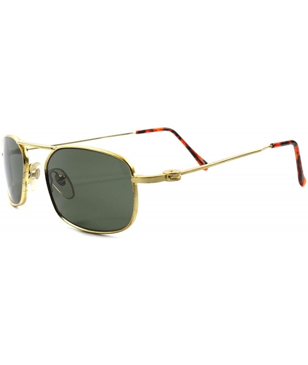 Rectangular Vintage 80s Old Stock Hip Unique Green Lens Gold Rectangle Sunglasses - C018023S3RD $24.73