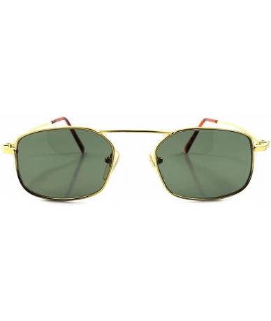 Rectangular Vintage 80s Old Stock Hip Unique Green Lens Gold Rectangle Sunglasses - C018023S3RD $24.73