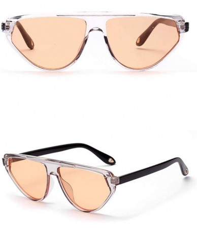 Cat Eye Triangle Cat Eye Sunglasses Women Vintage Retro Sun Glasses Ladies Summer Beach - Clear With Orange - CL18O9R6DIC $20.97