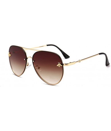 Rimless Personality Sunglasses With Rimless Ocean Sunglasses Large Frame Glasses - C6 Gold Frame Double Tea - CY18THIOCLL $19.43