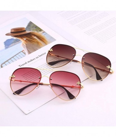 Rimless Personality Sunglasses With Rimless Ocean Sunglasses Large Frame Glasses - C6 Gold Frame Double Tea - CY18THIOCLL $19.43