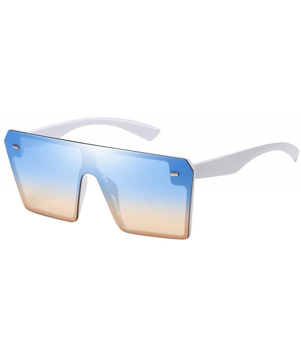 Oval UV Protection Sunglasses for Women Men Rimless frame Rectangle Plastic Lens Metal Frame Sunglass - A - CQ1902QEL5K $20.31