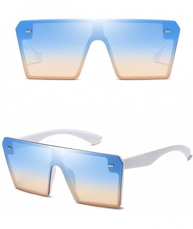 Oval UV Protection Sunglasses for Women Men Rimless frame Rectangle Plastic Lens Metal Frame Sunglass - A - CQ1902QEL5K $20.31