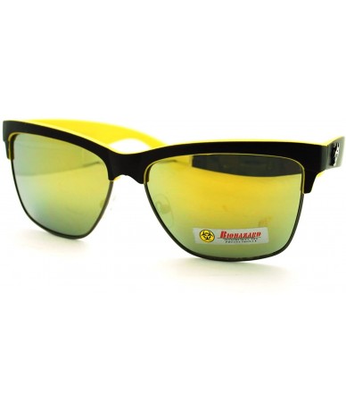 Wayfarer Biohazard Half Rim Square Sunglasses Unisex Skater Sporty Fashion - Black Yellow - CV11MBOLDVF $18.73