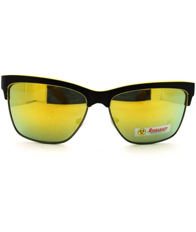 Wayfarer Biohazard Half Rim Square Sunglasses Unisex Skater Sporty Fashion - Black Yellow - CV11MBOLDVF $18.73