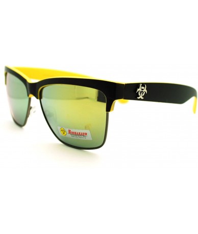 Wayfarer Biohazard Half Rim Square Sunglasses Unisex Skater Sporty Fashion - Black Yellow - CV11MBOLDVF $18.73