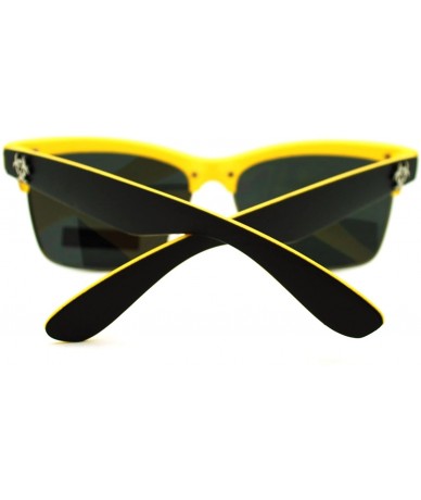 Wayfarer Biohazard Half Rim Square Sunglasses Unisex Skater Sporty Fashion - Black Yellow - CV11MBOLDVF $18.73