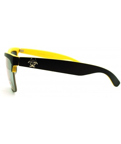 Wayfarer Biohazard Half Rim Square Sunglasses Unisex Skater Sporty Fashion - Black Yellow - CV11MBOLDVF $18.73