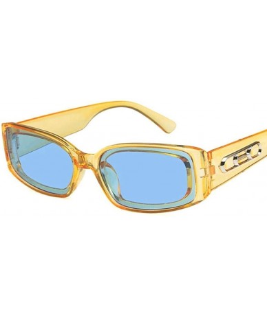 Square Women Fashion Square Shape UV400 Framed Sunglasses Sunglasses - Yellow Blue - C418QO69H4Z $14.07