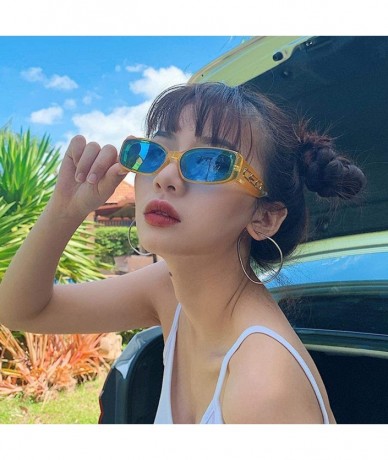 Square Women Fashion Square Shape UV400 Framed Sunglasses Sunglasses - Yellow Blue - C418QO69H4Z $14.07