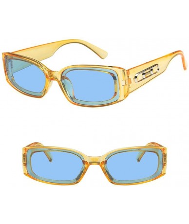 Square Women Fashion Square Shape UV400 Framed Sunglasses Sunglasses - Yellow Blue - C418QO69H4Z $14.07