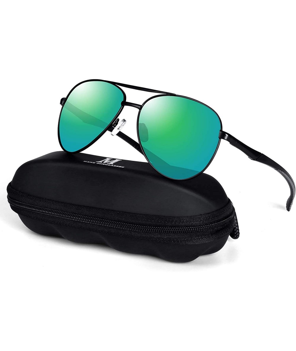 Oversized Aviator Sunglasses Polarized Driving Lightweight - 5-black/Green Lens - CK194IWIKQK $31.02