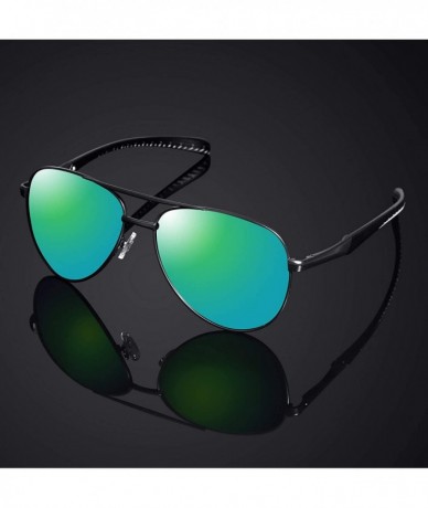 Oversized Aviator Sunglasses Polarized Driving Lightweight - 5-black/Green Lens - CK194IWIKQK $31.02