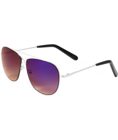 Aviator Thin Metal Frame Crossed Bridge Round Aviator Sunglasses - Blue - CS197Q7XO0S $26.53