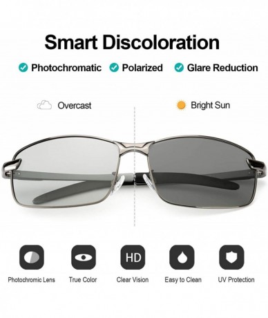 Sport Photochromic Sunglasses for Men Sports-Metal Frame Mens Sunglasses Polarized with UV400 Protection - C018RT7IH97 $41.66