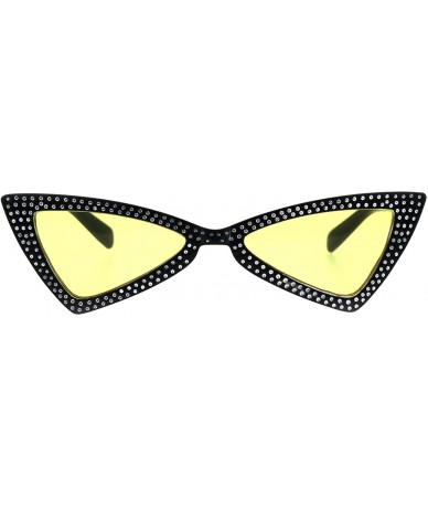 Cat Eye Womens Bling Engrave Triangle Plastic Cat Eye Plastic Sunglasses - Black Yellow - CN18GL98L35 $17.83