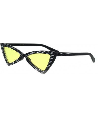 Cat Eye Womens Bling Engrave Triangle Plastic Cat Eye Plastic Sunglasses - Black Yellow - CN18GL98L35 $17.83