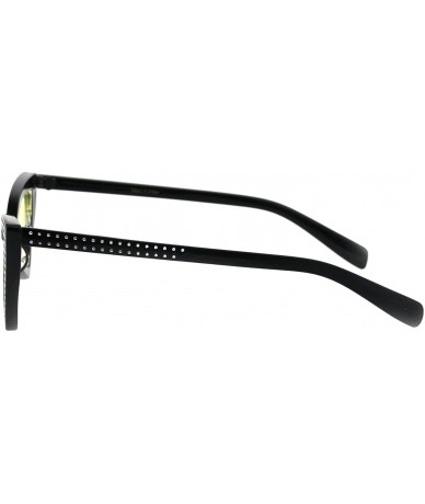 Cat Eye Womens Bling Engrave Triangle Plastic Cat Eye Plastic Sunglasses - Black Yellow - CN18GL98L35 $17.83