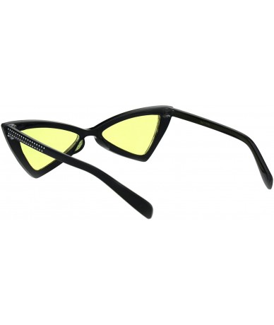 Cat Eye Womens Bling Engrave Triangle Plastic Cat Eye Plastic Sunglasses - Black Yellow - CN18GL98L35 $17.83