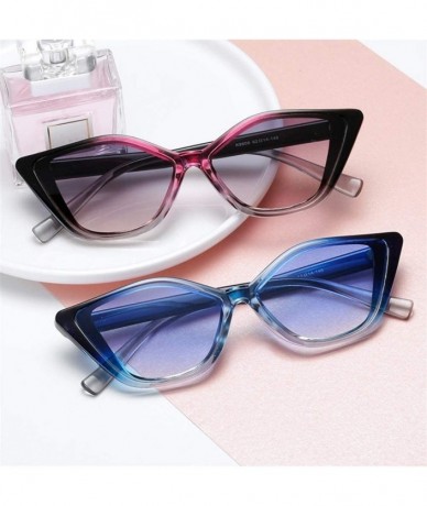 Cat Eye Women Sexy Cat Eye Sunglasses Vintage Gradient Sun Glasses Female Fashion Design UV400 Glasses Blue - CD199OS98SR $20.06