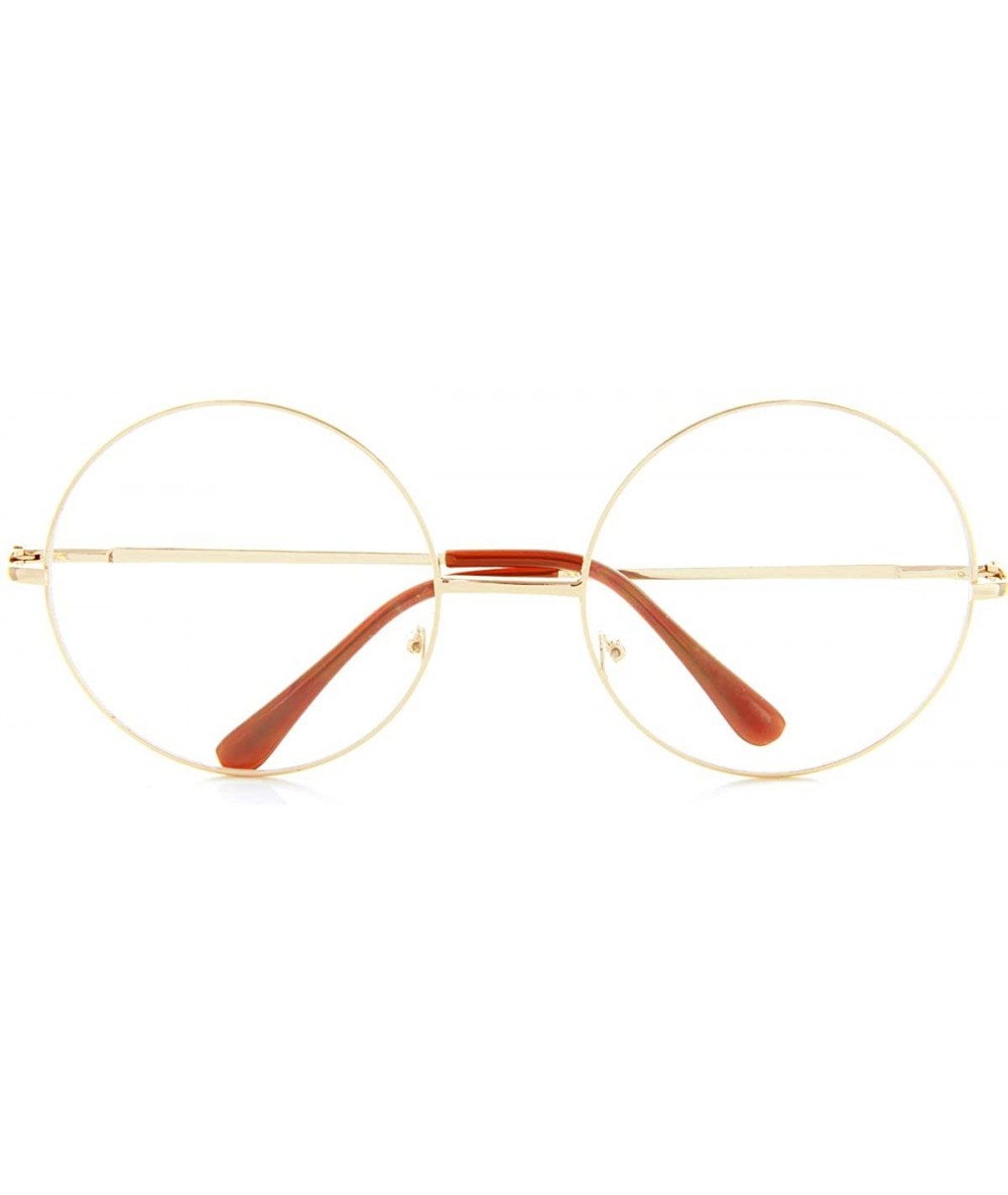 Oversized Oversized Circle Round Glasses Metal Frame Harry Porter Style - 63mm (Gold - 63mm) - CP12H1Z205L $17.40