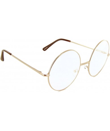 Oversized Oversized Circle Round Glasses Metal Frame Harry Porter Style - 63mm (Gold - 63mm) - CP12H1Z205L $17.40