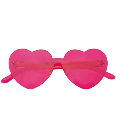 Rimless Heart Shape Heart Sunglasses Retro Vintage Boho Translucent Sunglasses Shades - Hot Pink - CS18UCC7EZH $18.67