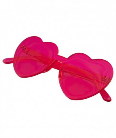 Rimless Heart Shape Heart Sunglasses Retro Vintage Boho Translucent Sunglasses Shades - Hot Pink - CS18UCC7EZH $18.67