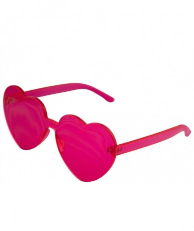 Rimless Heart Shape Heart Sunglasses Retro Vintage Boho Translucent Sunglasses Shades - Hot Pink - CS18UCC7EZH $18.67