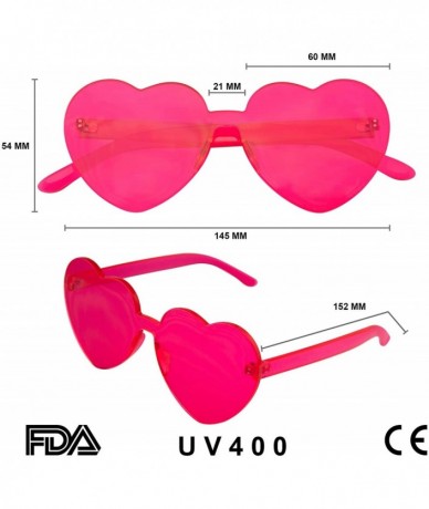 Rimless Heart Shape Heart Sunglasses Retro Vintage Boho Translucent Sunglasses Shades - Hot Pink - CS18UCC7EZH $18.67