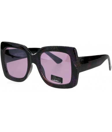 Rectangular Womens Glitter Thick Plastic Rectangular Butterfly Designer Sunglasses - Purple Lens - CR18LKRKN02 $23.26