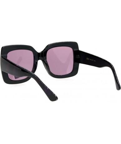 Rectangular Womens Glitter Thick Plastic Rectangular Butterfly Designer Sunglasses - Purple Lens - CR18LKRKN02 $23.26