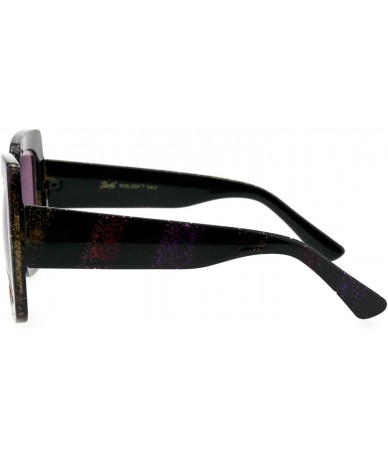 Rectangular Womens Glitter Thick Plastic Rectangular Butterfly Designer Sunglasses - Purple Lens - CR18LKRKN02 $23.26