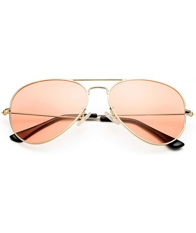 Aviator Aviator Sunglasses for Women Men Lightweight Metal Frame 100% UV Protection - Gold Frame / Pink Lens - C21900MSKO8 $2...