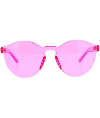 Round Rimless Flat Lens Sunglasses One Thick Translucent Round Lens Frame - Pink - CI12KVA9IA1 $25.21