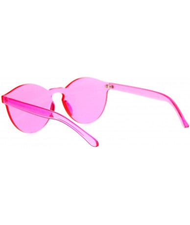 Round Rimless Flat Lens Sunglasses One Thick Translucent Round Lens Frame - Pink - CI12KVA9IA1 $25.21